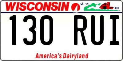 WI license plate 130RUI