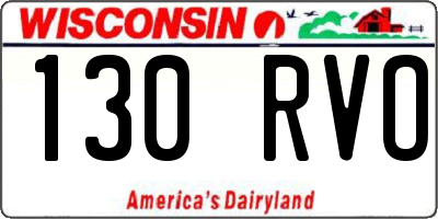 WI license plate 130RVO