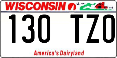 WI license plate 130TZO