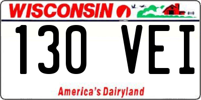 WI license plate 130VEI