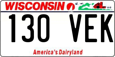 WI license plate 130VEK