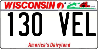 WI license plate 130VEL