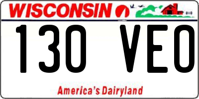 WI license plate 130VEO
