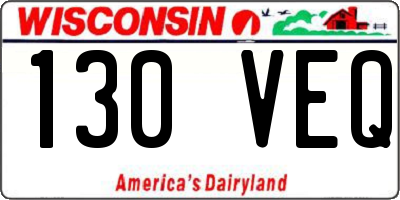 WI license plate 130VEQ