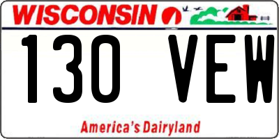 WI license plate 130VEW