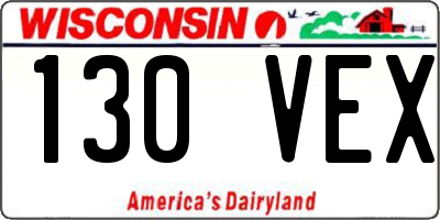WI license plate 130VEX