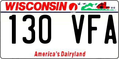 WI license plate 130VFA