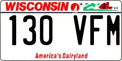 WI license plate 130VFM