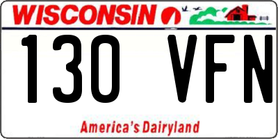 WI license plate 130VFN