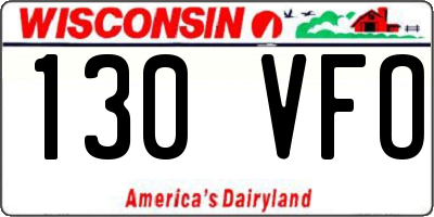 WI license plate 130VFO