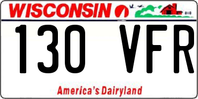 WI license plate 130VFR
