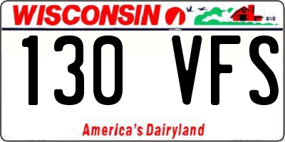 WI license plate 130VFS