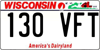 WI license plate 130VFT