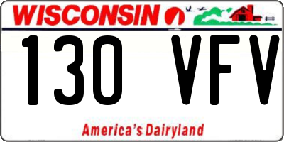 WI license plate 130VFV