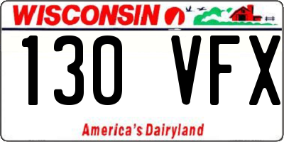 WI license plate 130VFX