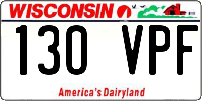 WI license plate 130VPF