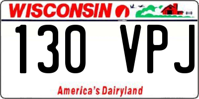 WI license plate 130VPJ