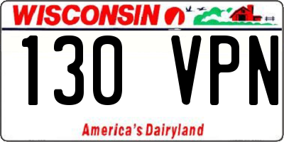 WI license plate 130VPN