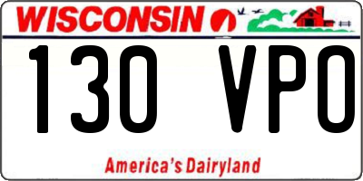 WI license plate 130VPO