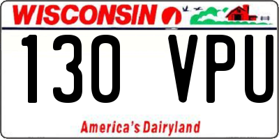 WI license plate 130VPU