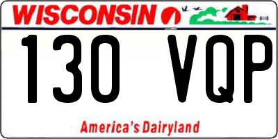 WI license plate 130VQP