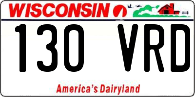 WI license plate 130VRD