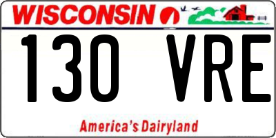 WI license plate 130VRE