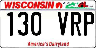 WI license plate 130VRP