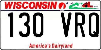 WI license plate 130VRQ