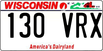 WI license plate 130VRX