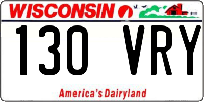 WI license plate 130VRY