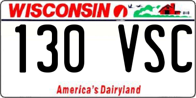 WI license plate 130VSC