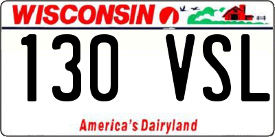 WI license plate 130VSL