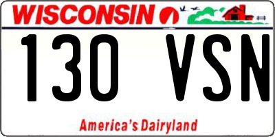 WI license plate 130VSN