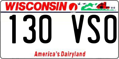 WI license plate 130VSO