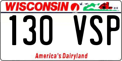 WI license plate 130VSP