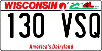 WI license plate 130VSQ