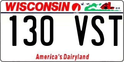 WI license plate 130VST
