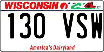 WI license plate 130VSW
