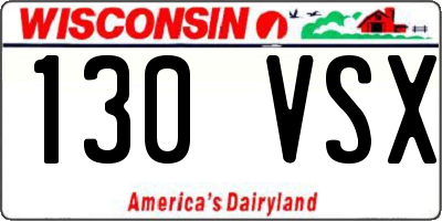 WI license plate 130VSX