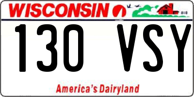 WI license plate 130VSY