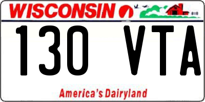 WI license plate 130VTA