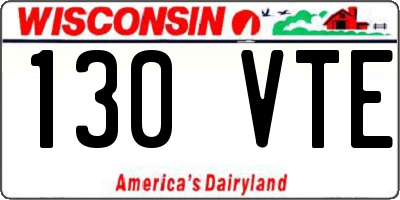 WI license plate 130VTE