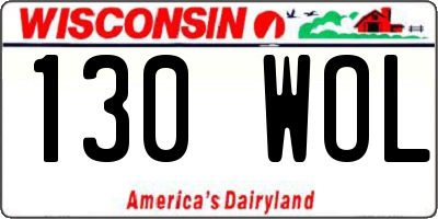 WI license plate 130WOL