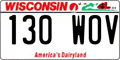 WI license plate 130WOV