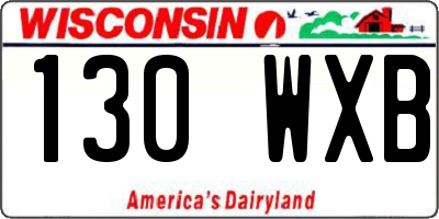 WI license plate 130WXB