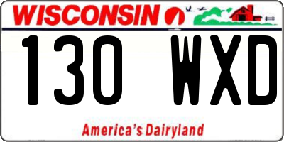 WI license plate 130WXD