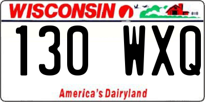 WI license plate 130WXQ