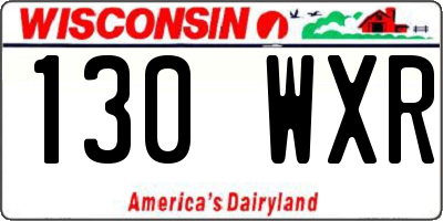 WI license plate 130WXR