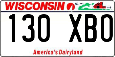 WI license plate 130XBO